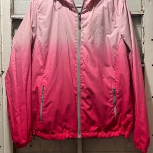 New Balance Pink Ombre Hooded Windbreaker Jacket Running Packable Size L